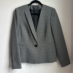 Evan Picone Green, Black & White Tweed Blazer - Size 8